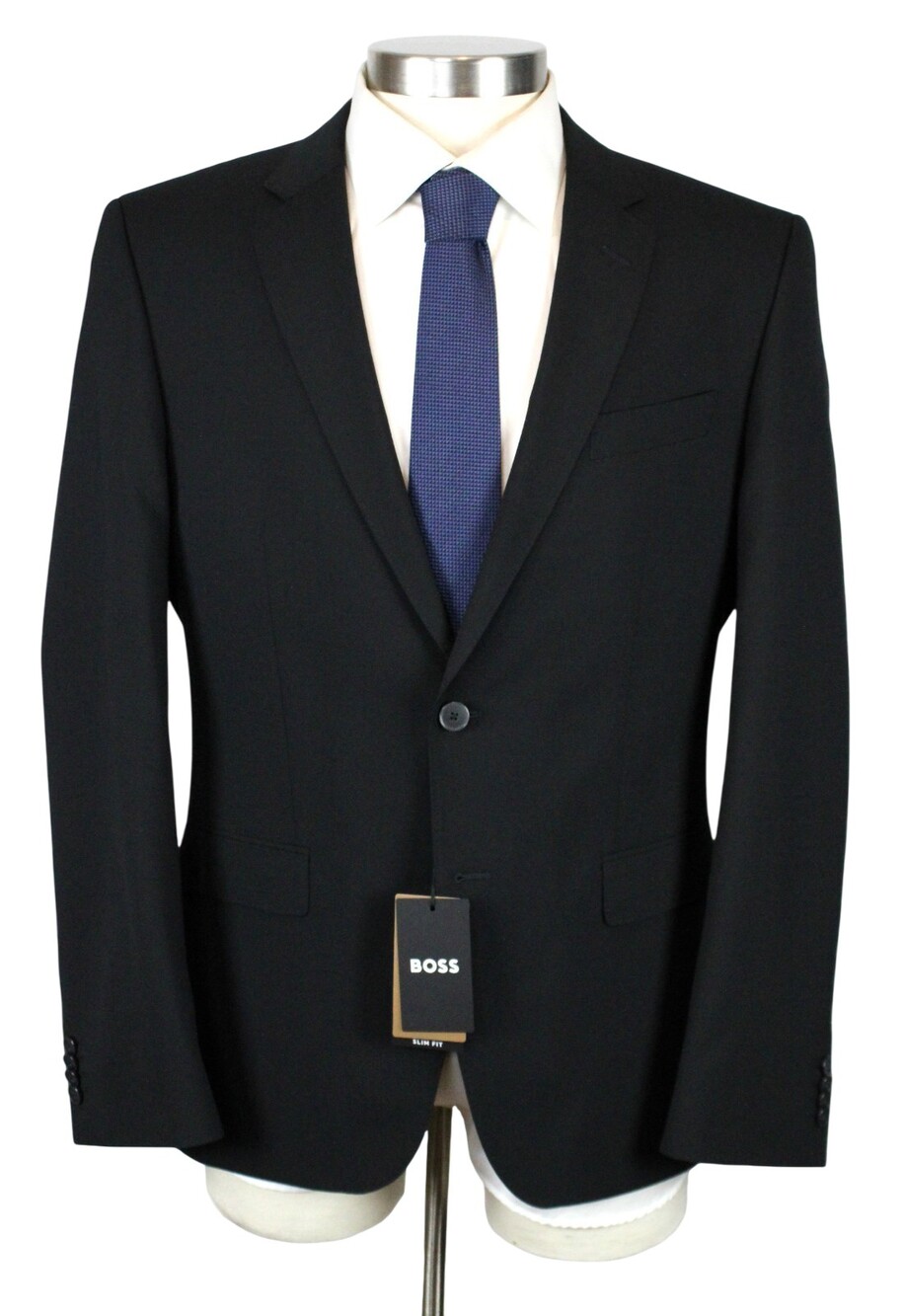 Hugo Boss Huge Sport Coat 40 R Mens Slim Fit Wool Black Solid 2 Button Blazer